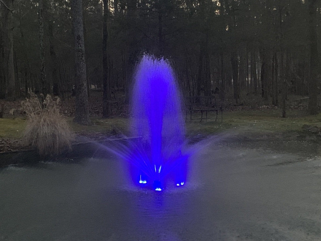 Pond fountains with lights