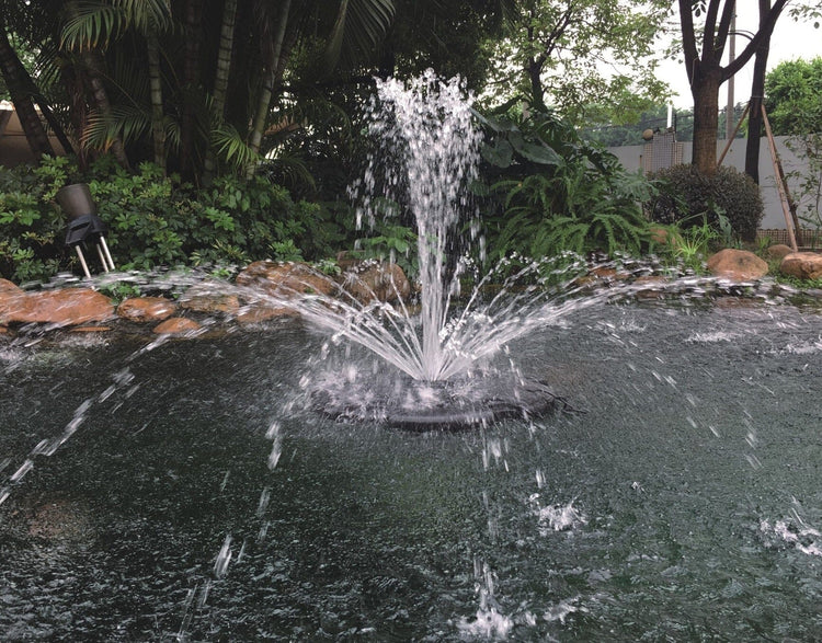 X-Large Pond Fountain by Fountain Tech, 14000 GPH Pump, 3 Displays Large Pond Fountain Vivarealm 